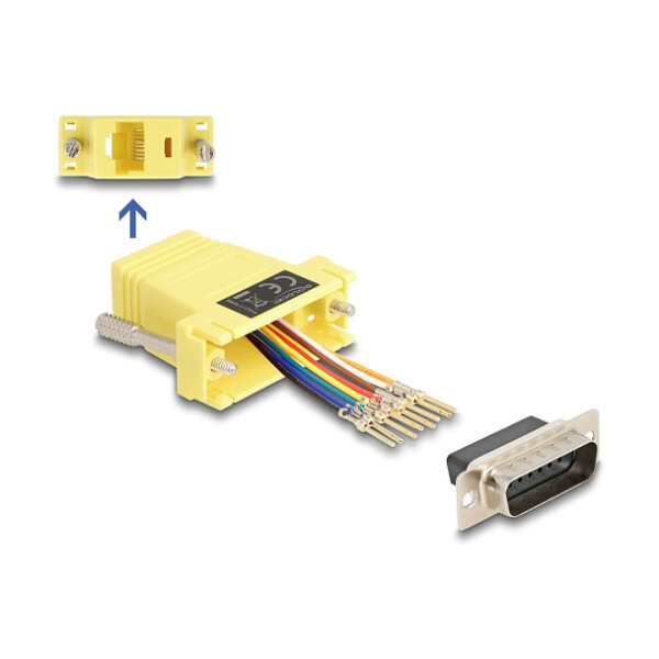 Delock D-Sub 15 Pin Stecker zu RJ45 Buchse Montagesatz gelb