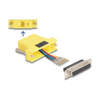 Delock D-Sub 25 Pin Buchse zu RJ12 Buchse Montagesatz gelb