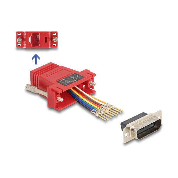 Delock D-Sub 15 Pin Stecker zu RJ45 Buchse Montagesatz rot