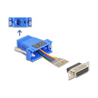 Delock D-Sub 15 Pin Buchse zu RJ12 Buchse Montagesatz blau