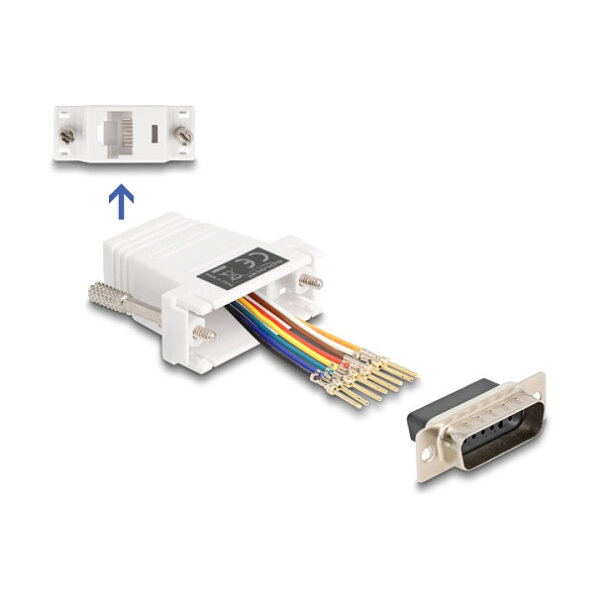 Delock D-Sub 15 Pin Stecker zu RJ45 Buchse Montagesatz weiß