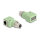 Delock M12 Adapter X-kodiert 8 Pin Buchse zu RJ45 Buchse Cat.5e mit Befestigungsloch 90° gewinkelt grün