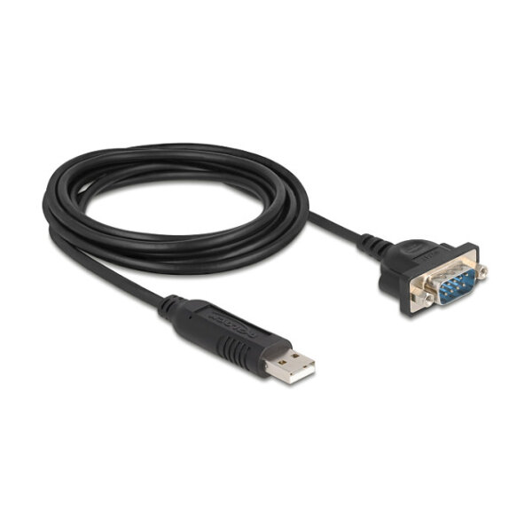 Delock USB RS-232 Adapter USB 2.0 zu D-Sub 9 Stecker mit Muttern kompaktem seriellen Steckergehäuse 1,8 m
