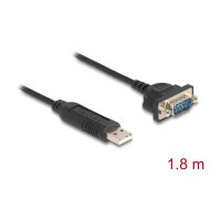Delock USB RS-232 Adapter USB 2.0 zu D-Sub 9 Stecker mit Muttern kompaktem seriellen Steckergehäuse 1,8 m