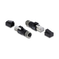 Delock M12 Adapter D-kodiert 4 Pin Buchse zu RJ45 Stecker schwarz