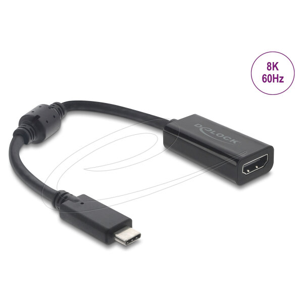Delock USB Type-C™ Adapter zu HDMI (DP Alt Mode) 8K 60 Hz mit HDR und HDCP schwarz