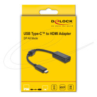 Delock USB Type-C™ Adapter zu HDMI (DP Alt Mode) 8K 60 Hz mit HDR und HDCP schwarz