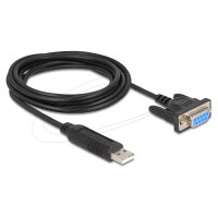 Delock USB 2.0 zu Seriell RS-232 Adapter Sub-D 9 Buchse mit Schrauben kompaktem Steckergehäuse 1,8 m FTDI