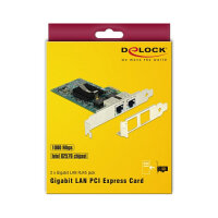 Delock PCI Express x1 Netzwerkkarte Gigabit LAN 2 x RJ45 i82576