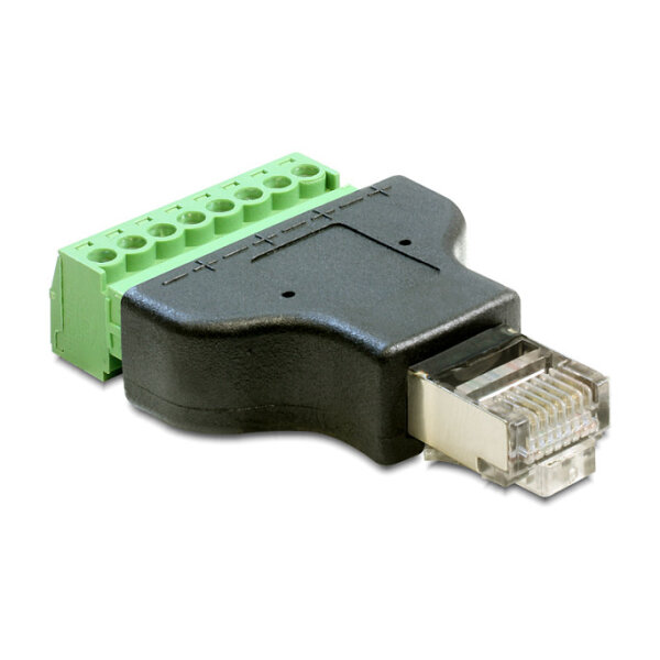 Delock Adapter RJ45 Stecker > Terminalblock 8 Pin 2-teilig 3,5 mm