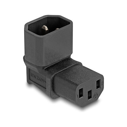 Delock Netzadapter IEC 60320 - C14 auf C13, Stecker / Buchse, 10 A, 90° gewinkelt
