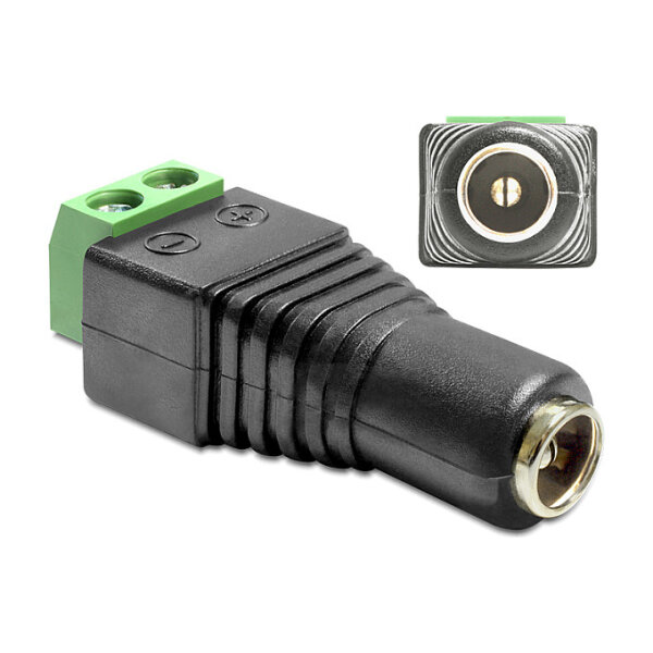 Delock Adapter DC 5,5 x 2,5 mm Buchse > Terminalblock 2 Pin