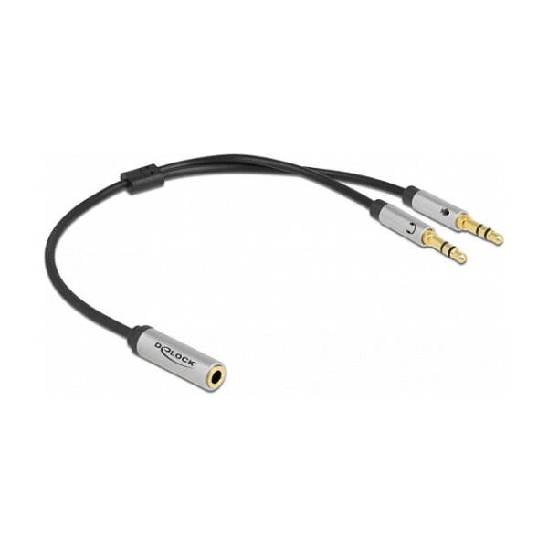 Delock Headset Adapter 1 x 3,5 mm 4 Pin Klinkenbuchse zu 2 x 3,5 mm 3 Pin Klinkenstecker (CTIA)