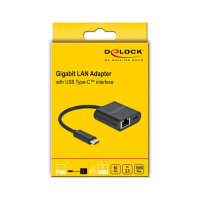 Delock USB Type-C™ Adapter zu Gigabit LAN 10/100/1000 Mbps mit Power Delivery Anschluss schwarz