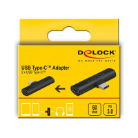 Delock Adapter USB Type-C™ zu 2 x USB Type-C™ PD schwarz