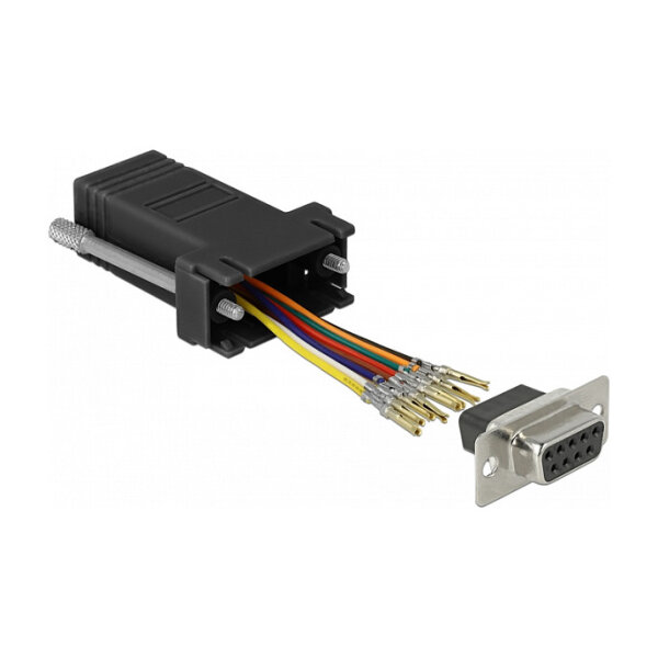 Delock D-Sub 9 Pin Buchse zu RJ45 Buchse Montagesatz schwarz