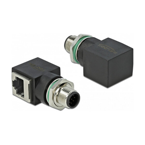 Delock Netzwerkadapter M12 A-kodiert 8 Pin Stecker zu RJ45 Buchse