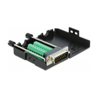 Delock D-Sub15 Stecker zu Terminalblock mit Gehäuse