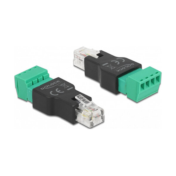 Delock Adapter RJ11/14 Stecker zu Terminalblock 4 Pin 2-teilig