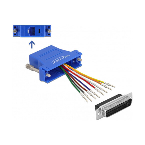 Delock Adapter D-Sub 25 Pin Stecker zu RJ45 Buchse Montagesatz blau