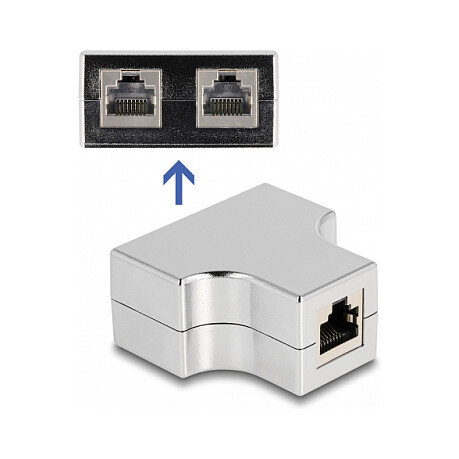 Delock RJ45 Splitter / T-Adapter 1 x RJ45 Buchse zu 2 x RJ45 Buchse Cat.5e STP