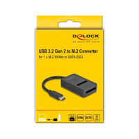 Delock Combo Konverter für M.2 NVMe PCIe oder SATA SSD mit USB Type-C™ 10 Gbps