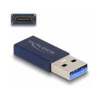 Delock USB 10 Gbps Adapter USB Typ-A Stecker zu USB Type-C™ Buchse aktiv blau
