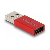 Delock USB 10 Gbps Adapter USB Typ-A Stecker zu USB Type-C™ Buchse aktiv rot