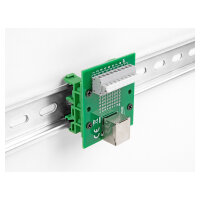 Delock RJ45 Buchse zu Terminalblock mit Drucktaster für Hutschiene