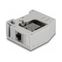 Delock Hutschienenadapter mit Keystone Modul RJ45 Buchse zu RJ45 Buchse Cat.6A