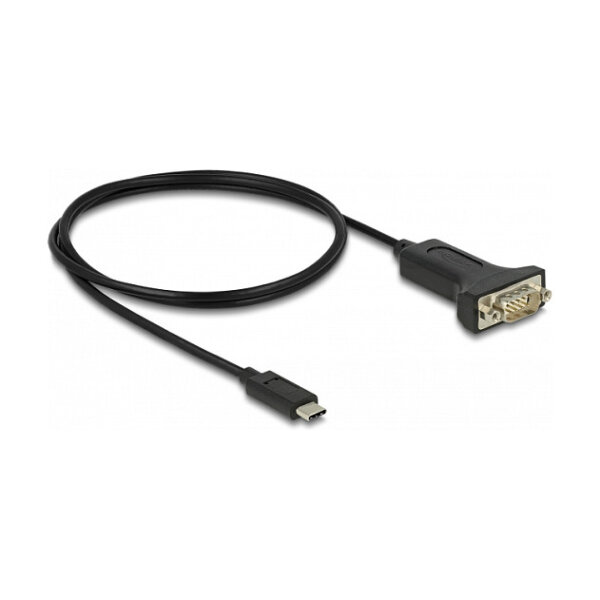 Delock Adapter USB Type-C™ zu 1 x Seriell RS-232 D-Sub 9 Pin Stecker mit Muttern 1 m