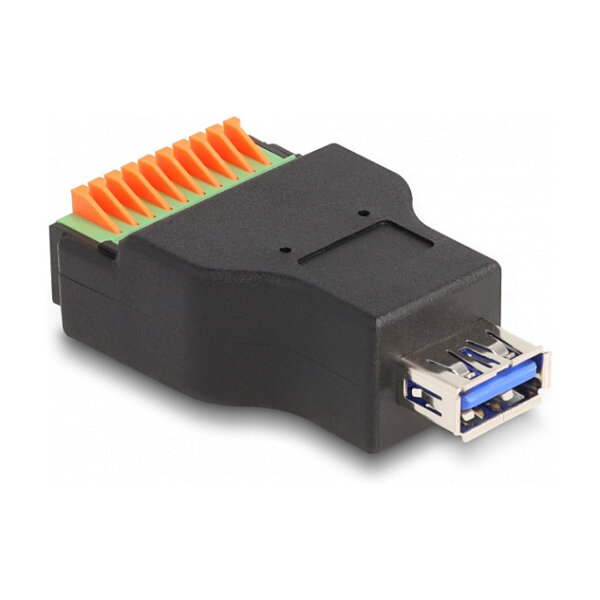 Delock USB 3.2 Gen 1 Typ-A Buchse zu Terminalblock Adapter mit Drucktaster