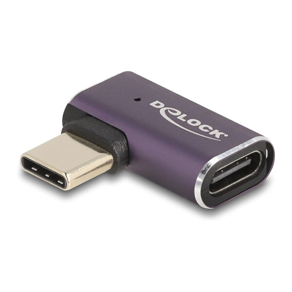 Delock USB Adapter 40 Gbps USB Type-C™ PD 3.1 240 W Stecker zu Buchse gewinkelt links / rechts 8K 60 Hz Metall