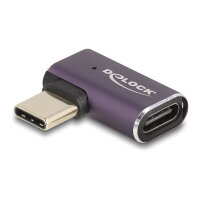 Delock USB Adapter 40 Gbps USB Type-C™ PD 3.1 240 W Stecker zu Buchse gewinkelt links / rechts 8K 60 Hz Metall