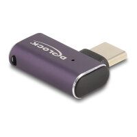 Delock USB Adapter 40 Gbps USB Type-C™ PD 3.1 240 W Stecker zu Buchse gewinkelt links / rechts 8K 60 Hz Metall