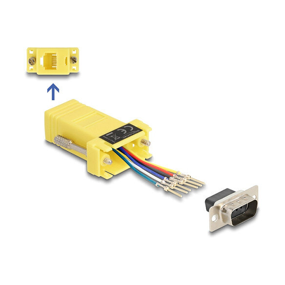 Delock D-Sub 9 Pin Stecker zu RJ12 Buchse Montagesatz gelb