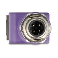 Delock M12 Adapter A-kodiert 8 Pin Stecker zu RJ45 Buchse Cat.5e mit Befestigungsloch gerade orange