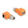 Delock M12 Adapter A-kodiert 8 Pin Buchse zu RJ45 Buchse Cat.5e mit Befestigungsloch 90° gewinkelt orange