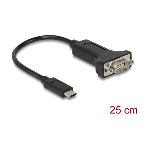 Delock Adapter USB Type-C™ zu 1 x Seriell RS-232 D-Sub 9 Pin Stecker mit Muttern 25 cm