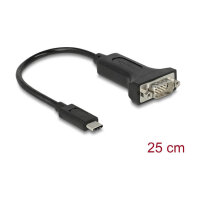 Delock Adapter USB Type-C™ zu 1 x Seriell RS-232 D-Sub 9 Pin Stecker mit Muttern 25 cm