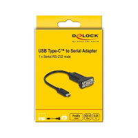 Delock Adapter USB Type-C™ zu 1 x Seriell RS-232 D-Sub 9 Pin Stecker mit Muttern 25 cm