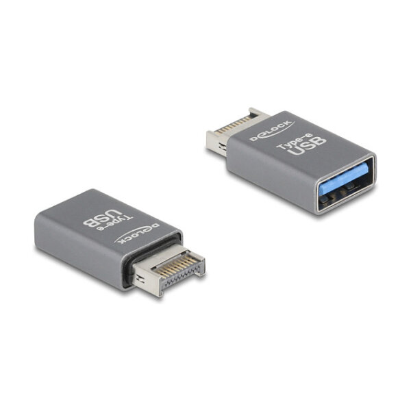 Delock Adapter USB 10 Gbps Typ-E Key A Stecker zu USB Typ-A Buchse Metall