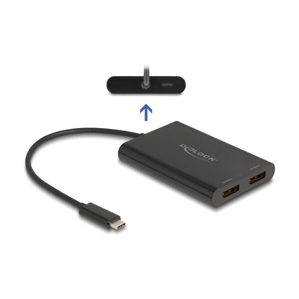 Delock Adapter USB Type-C™ zu 2 x DisplayPort 4K 60 Hz mit DisplayLink® Grafik und USB PD