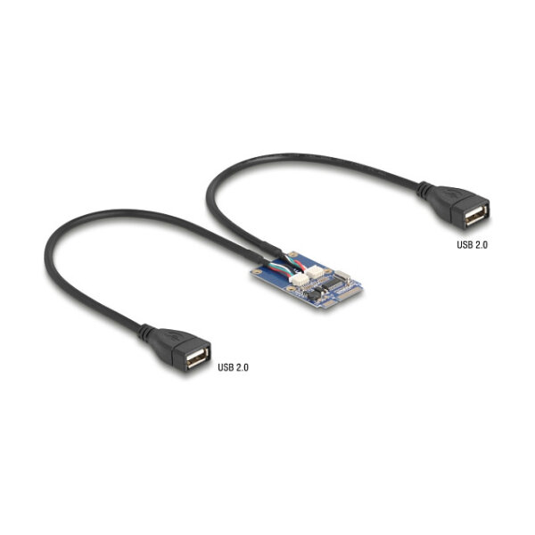 Delock Mini PCIe Adapter full size zu 2 x USB 2.0 Typ-A Buchse 30 cm