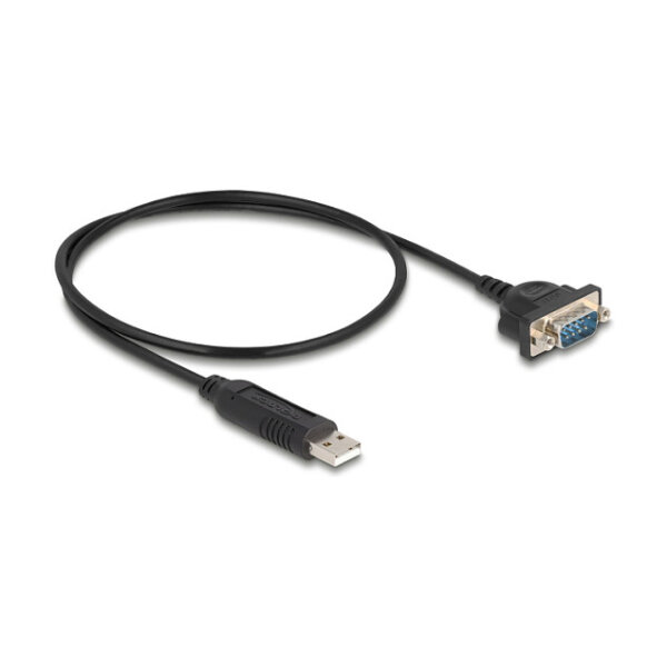 Delock USB RS-232 Adapter USB 2.0 zu D-Sub 9 Stecker mit Muttern kompaktem seriellen Steckergehäuse 50 cm