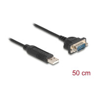Delock USB RS-232 Adapter USB 2.0 zu D-Sub 9 Stecker mit Muttern kompaktem seriellen Steckergehäuse 50 cm
