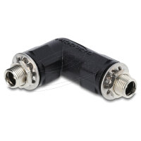 Delock Hohlstecker Adapter DC 5,5 x 2,1 mm Buchse auf Buchse mit Gewinde gewinkelt 90°