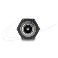 Delock Hohlstecker Adapter DC 5,5 x 2,1 mm Buchse auf Buchse mit Gewinde gewinkelt 90°