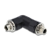 Delock Hohlstecker Adapter DC 5,5 x 2,5 mm Buchse auf Buchse mit Gewinde gewinkelt 90°
