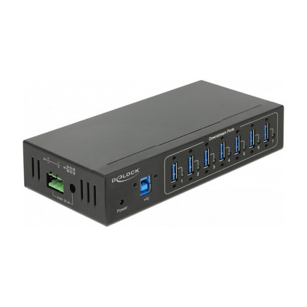 DELOCK Externer Industrie Hub 7 x USB 3.0 Typ-A mit 15 kV ESD Schutz